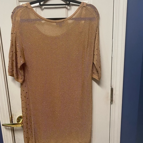 Women's Lisa International Sweater, gold loose knit with small gold sequence - Picture 8 of 8